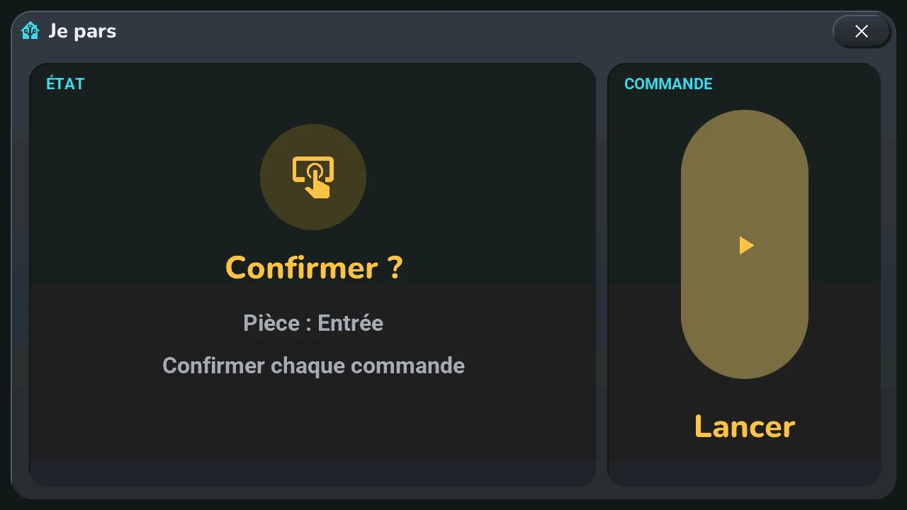 Une carte « Confirmer » : le premier tap arme, la fenêtre demande « Confirmer ? »