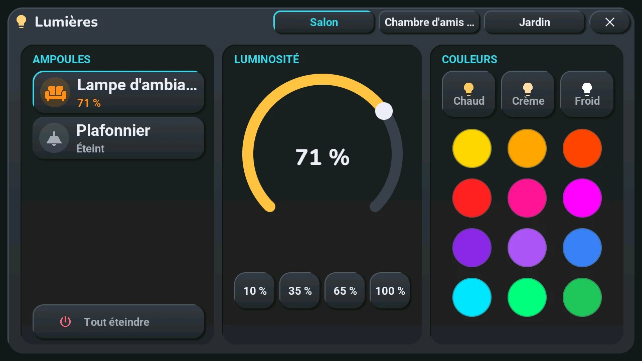 Popup lumière (rendu, données de démonstration)